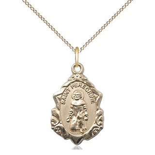 14kt Gold Saint Peregrine Medal Engraved Catholic Saint Jewelry