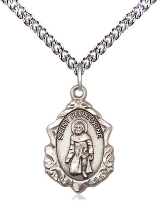 Sterling Silver Saint Peregrine Medal Religious Jewelry Engraved Catholic Saint Jewelry