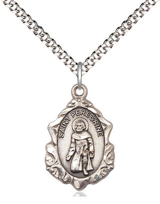 Sterling Silver Saint Peregrine Medal Religious Jewelry Engraved Catholic Saint Jewelry