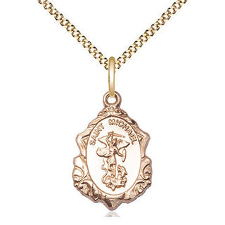 14kt Gold Filled Saint Michael the Archangel Medal Religious Jewelry Engraved Catholic Saint Jewelry
