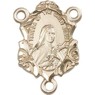 Gold Plate Saint Teresa Rosary Center Rosary Center Engraved Catholic Saint Jewelry