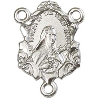 Silver Plate Saint Teresa Rosary Center Rosary Center Engraved Catholic Saint Jewelry