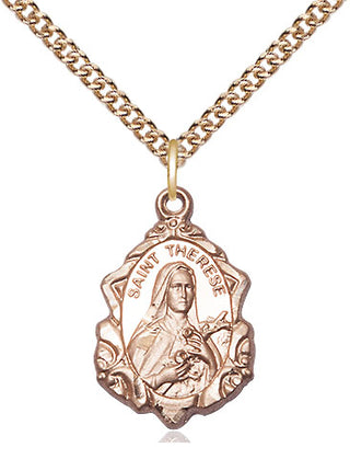 14kt Gold Filled Saint Therese of Lisieux Medal Religious Jewelry Engraved Catholic Saint Jewelry