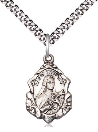 Sterling Silver Saint Therese of Lisieux Medal Religious Jewelry Engraved Catholic Saint Jewelry