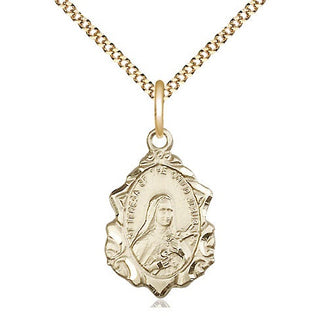 14kt Gold Filled Saint Theresa Medal Religious Jewelry Engraved Catholic Saint Jewelry