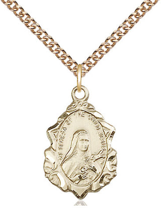 14kt Gold Filled Saint Theresa Medal Religious Jewelry Engraved Catholic Saint Jewelry