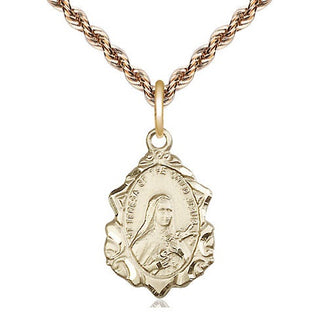 14kt Gold Filled Saint Theresa Medal Religious Jewelry Engraved Catholic Saint Jewelry
