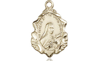 14kt Gold Saint Theresa Medal Engraved Catholic Saint Jewelry