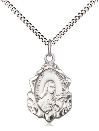 Sterling Silver Saint Theresa Medal Religious Jewelry Engraved Catholic Saint Jewelry