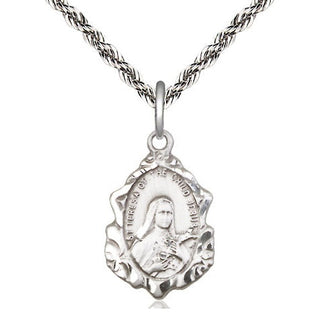 Sterling Silver Saint Theresa Medal Religious Jewelry Engraved Catholic Saint Jewelry
