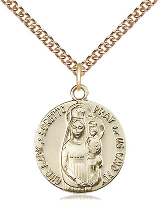 14kt Gold Filled Our Lady of Loretto Medal Religious Jewelry