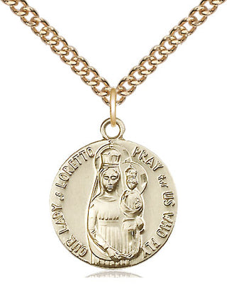 14kt Gold Filled Our Lady of Loretto Medal Religious Jewelry