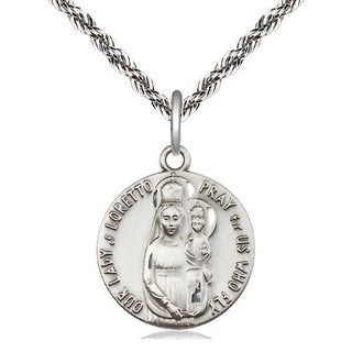 Sterling Silver Our Lady of Loretto Medal Religious Jewelry
