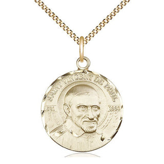 14kt Gold Filled Saint Vincent de Paul Medal Catholic Jewelry Engraved Catholic Saint Jewelry