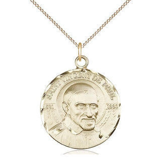 14kt Gold Filled Saint Vincent de Paul Medal Catholic Jewelry Engraved Catholic Saint Jewelry