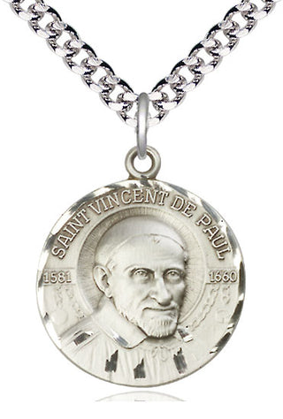 Sterling Silver Saint Vincent de Paul Medal Catholic Jewelry Engraved Catholic Saint Jewelry