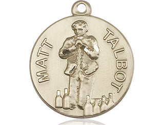 14kt Gold Matt Talbot Medal Engraved Catholic Saint Jewelry