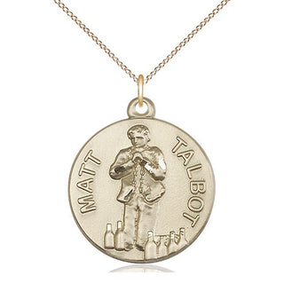 14kt Gold Matt Talbot Medal Engraved Catholic Saint Jewelry