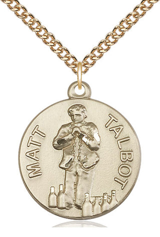 14kt Gold Matt Talbot Medal Engraved Catholic Saint Jewelry