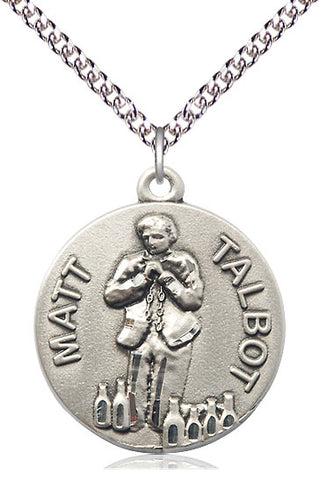Sterling Silver Matt Talbot Medal Catholic Jewelry Engraved Catholic Saint Jewelry