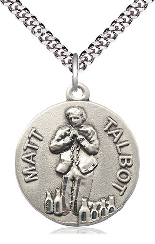 Sterling Silver Matt Talbot Medal Catholic Jewelry Engraved Catholic Saint Jewelry