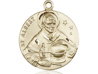 14kt Gold Filled Saint Albert the Great Medal Engraved Catholic Saint Jewelry