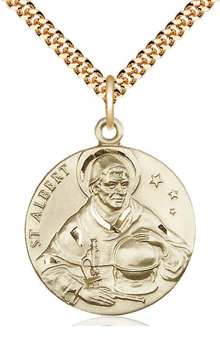 14kt Gold Filled Saint Albert the Great Medal Catholic Jewelry Engraved Catholic Saint Jewelry