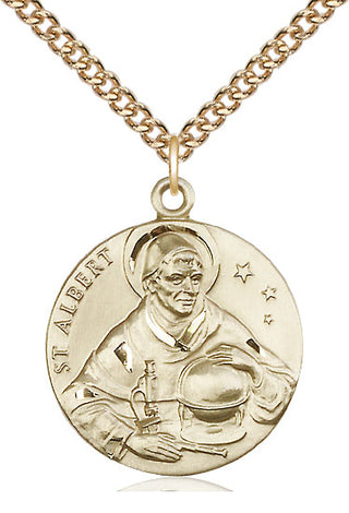 14kt Gold Filled Saint Albert the Great Medal Catholic Jewelry Engraved Catholic Saint Jewelry