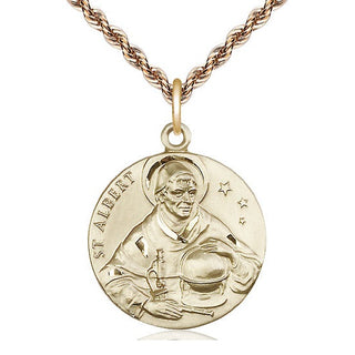 14kt Gold Filled Saint Albert the Great Medal Catholic Jewelry Engraved Catholic Saint Jewelry