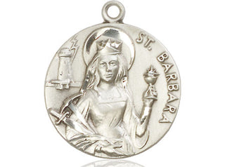 Pewter Saint Barbara Medal Engraved Catholic Saint Jewelry