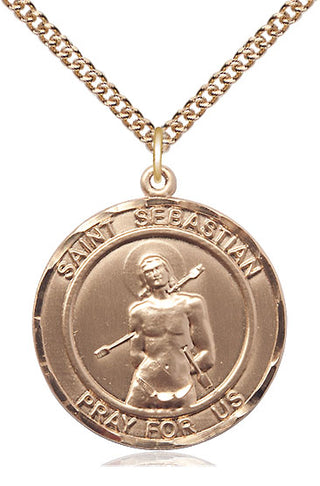 14kt Gold Filled Saint Sebastian Medal Catholic Jewelry