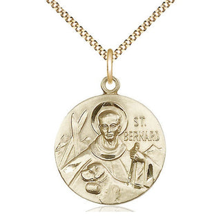 14kt Gold Filled Saint Bernard of Monjoux Medal Catholic Jewelry Engraved Catholic Saint Jewelry