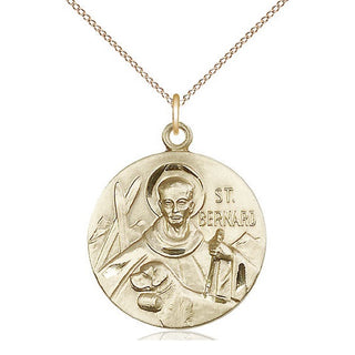 14kt Gold Filled Saint Bernard of Monjoux Medal Catholic Jewelry Engraved Catholic Saint Jewelry
