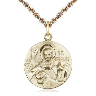 14kt Gold Filled Saint Bernard of Monjoux Medal Catholic Jewelry Engraved Catholic Saint Jewelry