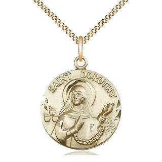 14kt Gold Filled Saint Dorothy Medal Catholic Jewelry Engraved Catholic Saint Jewelry