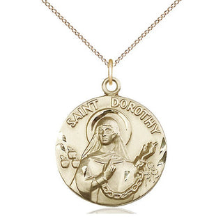 14kt Gold Filled Saint Dorothy Medal Catholic Jewelry Engraved Catholic Saint Jewelry