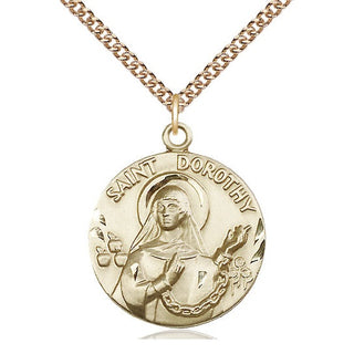 14kt Gold Filled Saint Dorothy Medal Catholic Jewelry Engraved Catholic Saint Jewelry