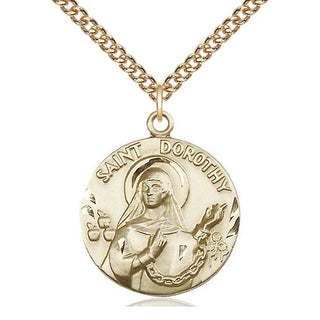 14kt Gold Filled Saint Dorothy Medal Catholic Jewelry Engraved Catholic Saint Jewelry