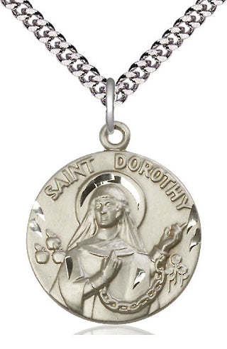 Sterling Silver Saint Dorothy Medal Catholic Jewelry Engraved Catholic Saint Jewelry