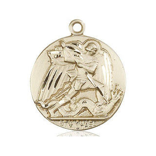 14kt Gold Filled Saint Michael the Archangel Medal Engraved Catholic Saint Jewelry