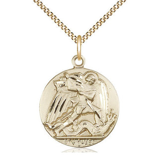 14kt Gold Filled Saint Michael the Archangel Medal Catholic Jewelry Engraved Catholic Saint Jewelry