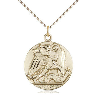14kt Gold Filled Saint Michael the Archangel Medal Catholic Jewelry Engraved Catholic Saint Jewelry