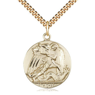 14kt Gold Filled Saint Michael the Archangel Medal Catholic Jewelry Engraved Catholic Saint Jewelry
