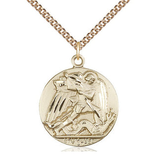 14kt Gold Filled Saint Michael the Archangel Medal Catholic Jewelry Engraved Catholic Saint Jewelry
