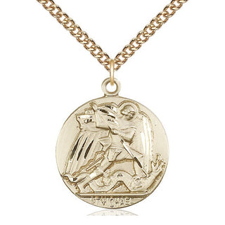 14kt Gold Filled Saint Michael the Archangel Medal Catholic Jewelry Engraved Catholic Saint Jewelry