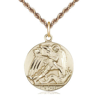 14kt Gold Filled Saint Michael the Archangel Medal Catholic Jewelry Engraved Catholic Saint Jewelry
