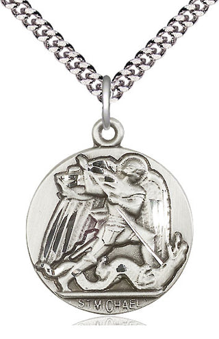 Sterling Silver Saint Michael the Archangel Medal Catholic Jewelry Engraved Catholic Saint Jewelry