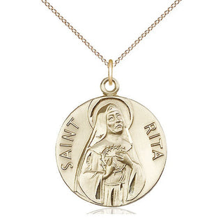 14kt Gold Filled Saint Rita of Cascia Medal Catholic Jewelry