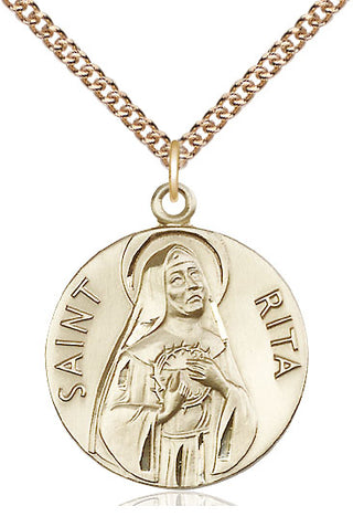 14kt Gold Filled Saint Rita of Cascia Medal Catholic Jewelry