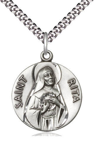Sterling Silver Saint Rita of Cascia Medal Catholic Jewelry